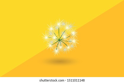 Blow Dandelion on yellow background vector illüstration