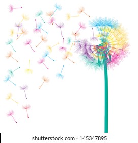 Blow dandelion vector background concept