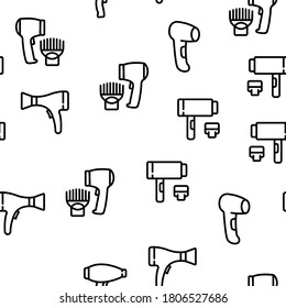Blow Dryer Device Vector Seamless Pattern Thin Line Illustration