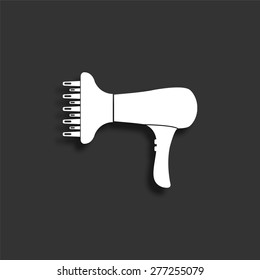 Blow dryer icon with shadow - vector illustration