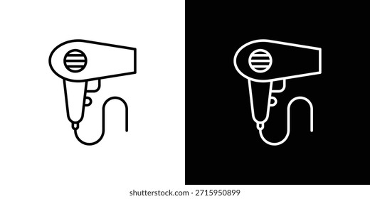 Icono de secador de pelo. Símbolo plano simple. Ilustración de pictograma de contorno negro perfecto