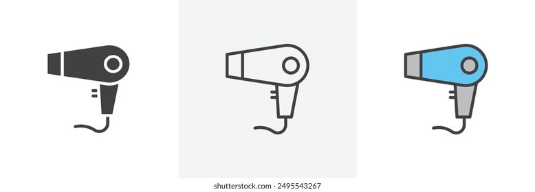 Blow dryer icon symbol collection on white background.