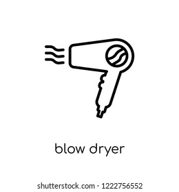 blow dryer icon. Trendy modern flat linear vector blow dryer icon on white background from thin line Electronic devices collection, outline vector illustration
