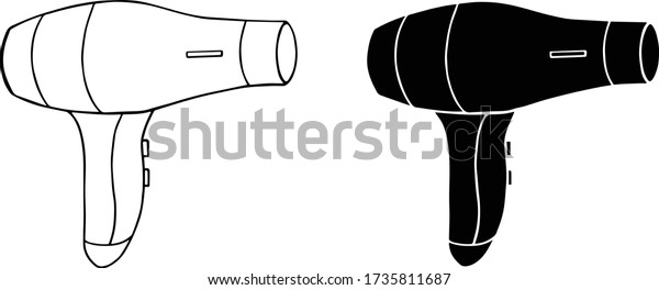 Blow Dryer Line Drawing Silhouette Vector Stock Vector (Royalty Free ...