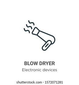 Blow dryer outline vector icon. Thin line black blow dryer icon, flat vector simple element illustration from editable electronic devices concept isolated on white background
