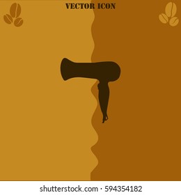 Blow Dryer vector  icon. Coffee symbol background.