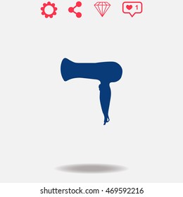 Blow Dryer vector icon on grey background.