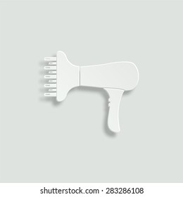 blow dryer vector icon - paper illustration