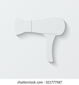 blow dryer vector icon - paper illustration