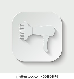blow dryer vector icon - paper illustration