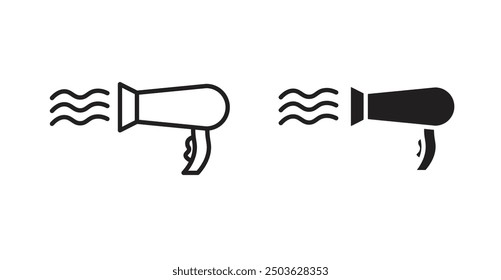 Blow dryer vector icon in solid and outline style