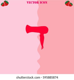 Blow Dryer vector  icon. Strawberry Background.