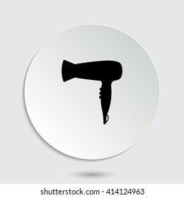Blow dryer;hair dryer - black vector  icon with shadow