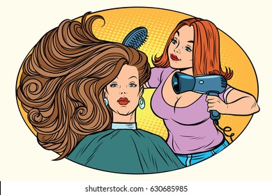 blow drying women hair Barber