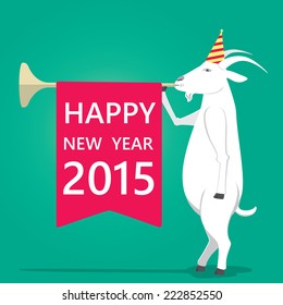 Blow the horn to announce celebrate new year. Vector illustration