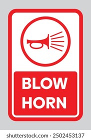 Blow Horn Sign, Blowing Of Horn Sign. Picture and Royalty Free Vector