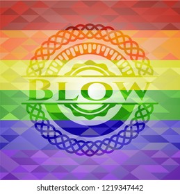 Blow on mosaic background with the colors of the LGBT flag
