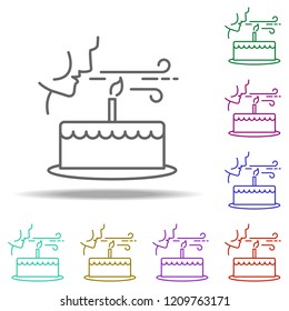 blow outcandle oncake dusk icon. Elements of Birthday in multi color style icons. Simple icon for websites, web design, mobile app, info graphics