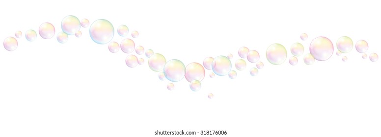 Blow soap bubbles wave pattern - isolated vector illustration on white background.