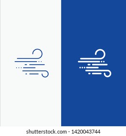 Blow, Weather, Wind, Spring Line and Glyph Solid icon Blue banner Line and Glyph Solid icon Blue banner