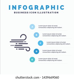 Blow, Weather, Wind, Spring Line icon with 5 steps presentation infographics Background