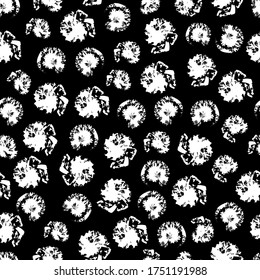 Flores de bola de flores vectoriales sin costura. Fondo blanco y negro.