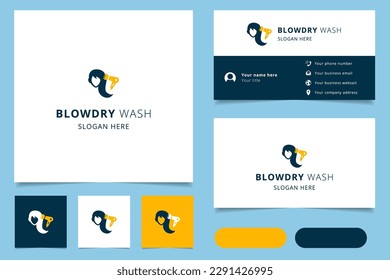 Blowdry wash logo design with editable slogan. Branding book and business card template.