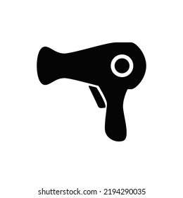 blowdryer, hair dryer icon in black flat glyph, filled style isolated on white background