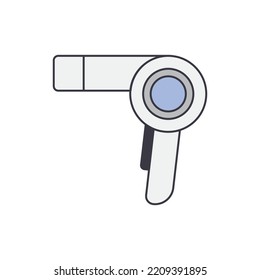 blowdryer, hair dryer icon in color, isolated on white background 