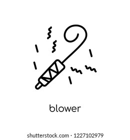 blower icon. Trendy modern flat linear vector blower icon on white background from thin line Birthday and Party collection, outline vector illustration