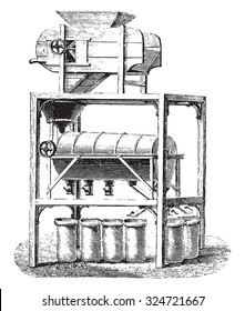 Blower Screener coffee divider, vintage engraved illustration. Industrial encyclopedia E.-O. Lami - 1875.
