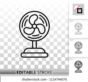 Blower thin line icon. Outline web sign of ventilator. Fan linear pictogram with different stroke width. Simple vector symbol, transparent background. Blower editable stroke icon without fill