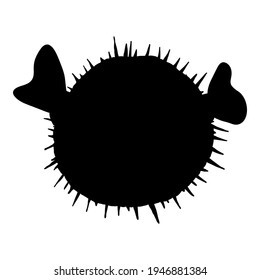 Blowfish Black Silhouette. Tetraodontidae Vector Illustration