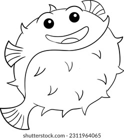 Blowfish Black and White Vector Line Art