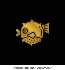 Blowfish gold plated metalic icon or logo vector