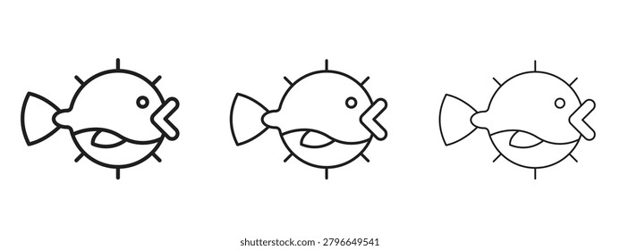 Blowfish icon in 3 editable stroke lines