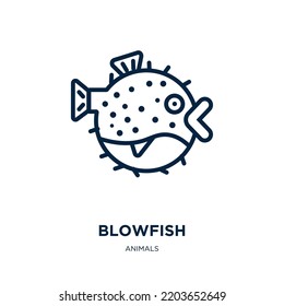 blowfish icon from animals collection. Thin linear blowfish, fish, seafood outline icon isolated on white background. Line vector blowfish sign, symbol for web and mobile