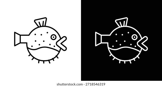 Blowfish icon in line design. Editable stroke icons.
