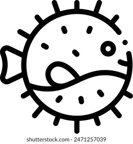 icono de pez globo. Diseño De Estilo Lineal Delgado Aislado Sobre Fondo Blanco