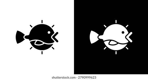 Blowfish icon vector. Black and white flat icons