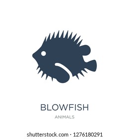 blowfish icon vector on white background, blowfish trendy filled icons from Animals collection, blowfish vector illustration