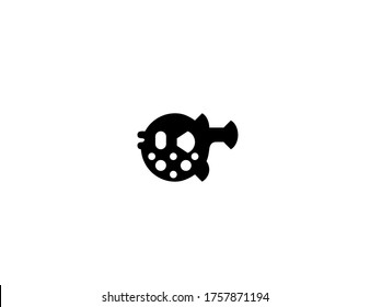 Blowfish Vector Flat Icon. Fugu Fish, Pufferfish. Isolated Blowfish Emoji Illustration 