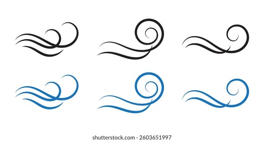 Blowing air lines icon. Blue and red weather symbol set png