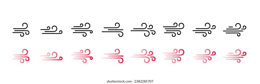 Blowing air lines icon. Red weather symbol set png