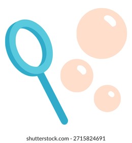 blowing bubble toy fun game flat color vector illustration template design