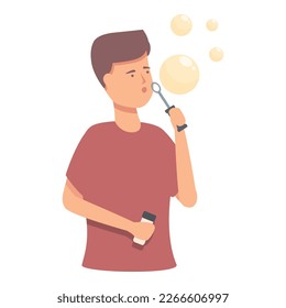 Blowing bubbles icon cartoon vector. Child soap. Game fun