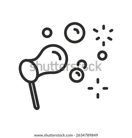 blowing bubbles icon, outdoor activity, soap bubbles, thin line vector illustration