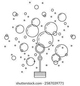 Blowing bubbles. Soap bubbles isolated on white background, blowing bubbles