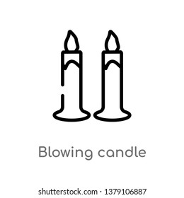 blowing candle vector line icon. Simple element illustration. blowing candle outline icon from party concept. Can be used for web and mobile
