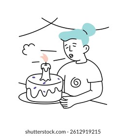 Blowing candles Vector Style illustration